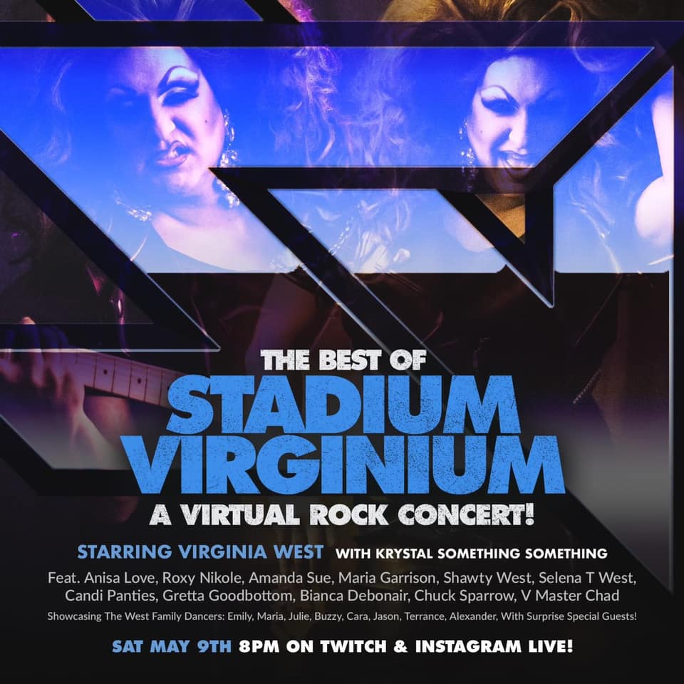 TheVirginiaWes1's tweet photo. Come rock out with the West family at our first virtual production show! 8pm EST, this Saturday on https://t.co/RGTXhkUvPa and https://t.co/xW6vUvT8Xx 🔥🤟#stadiumvirginium #virginiawest #thewestfamily https://t.co/lflNBnU8jI