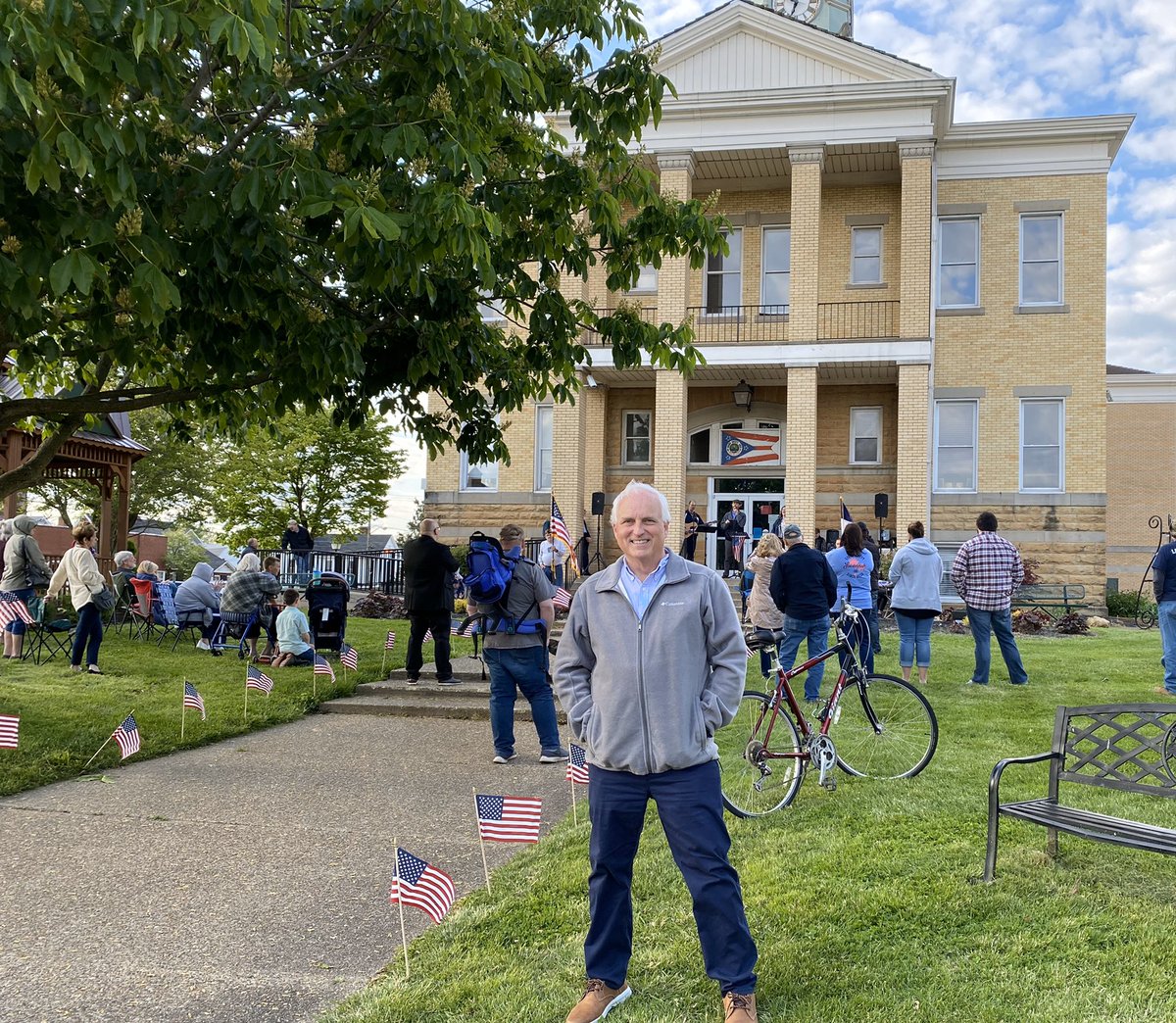 DrTerryAJohnson's tweet photo. Me, earlier tonight in West Union, Ohio, where I spoke at their National Day of Prayer.

What a beautiful Spring evening in front of the historic Adams County Courthouse!

God bless the good people who turned out to recognize the role of God in the course of our nation.

Terry https://t.co/nGAmHLLeyL