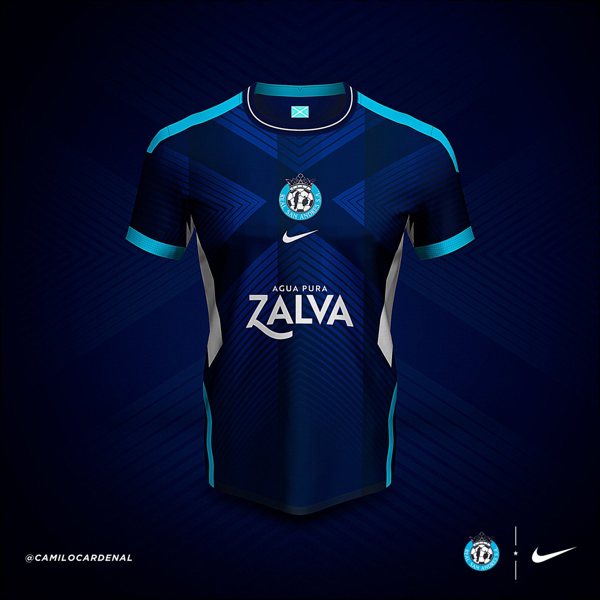 camilocardenal's tweet photo. Tercera camiseta @RealsantanderSA
Marca: Nike
Basada en la bandera de San Andrés, el sponsor es una marca de agua pura que ayuda a proteger los páramos colombianos.
Mock UP @LaCasacaBlog
#futbolcolabs
#RetoFantasy
@FutbolCoLab https://t.co/RggZIN39OO