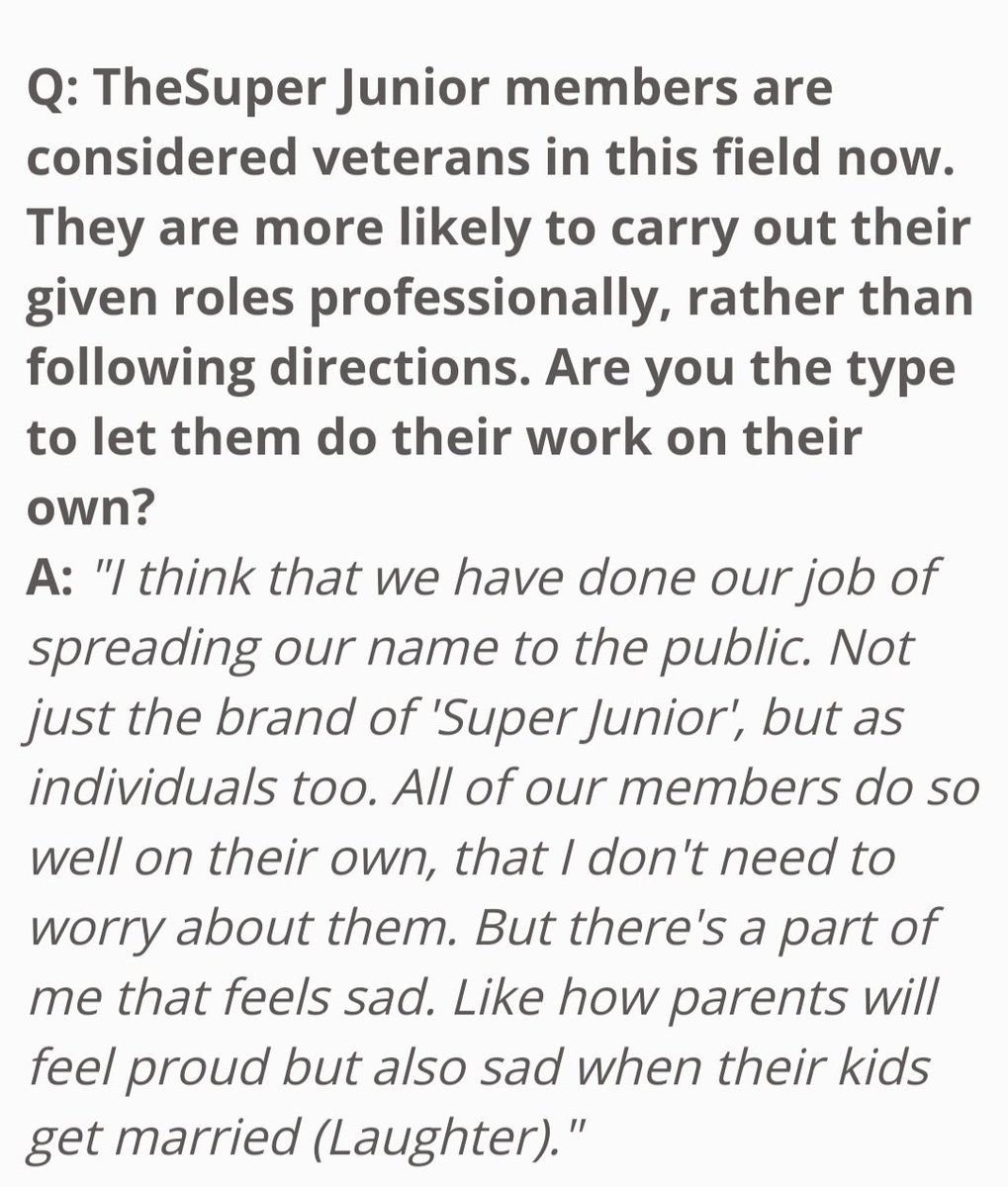LeeTeuk's interview with News1 : '... like how parents will feel proud but also sad when their kids get married' 