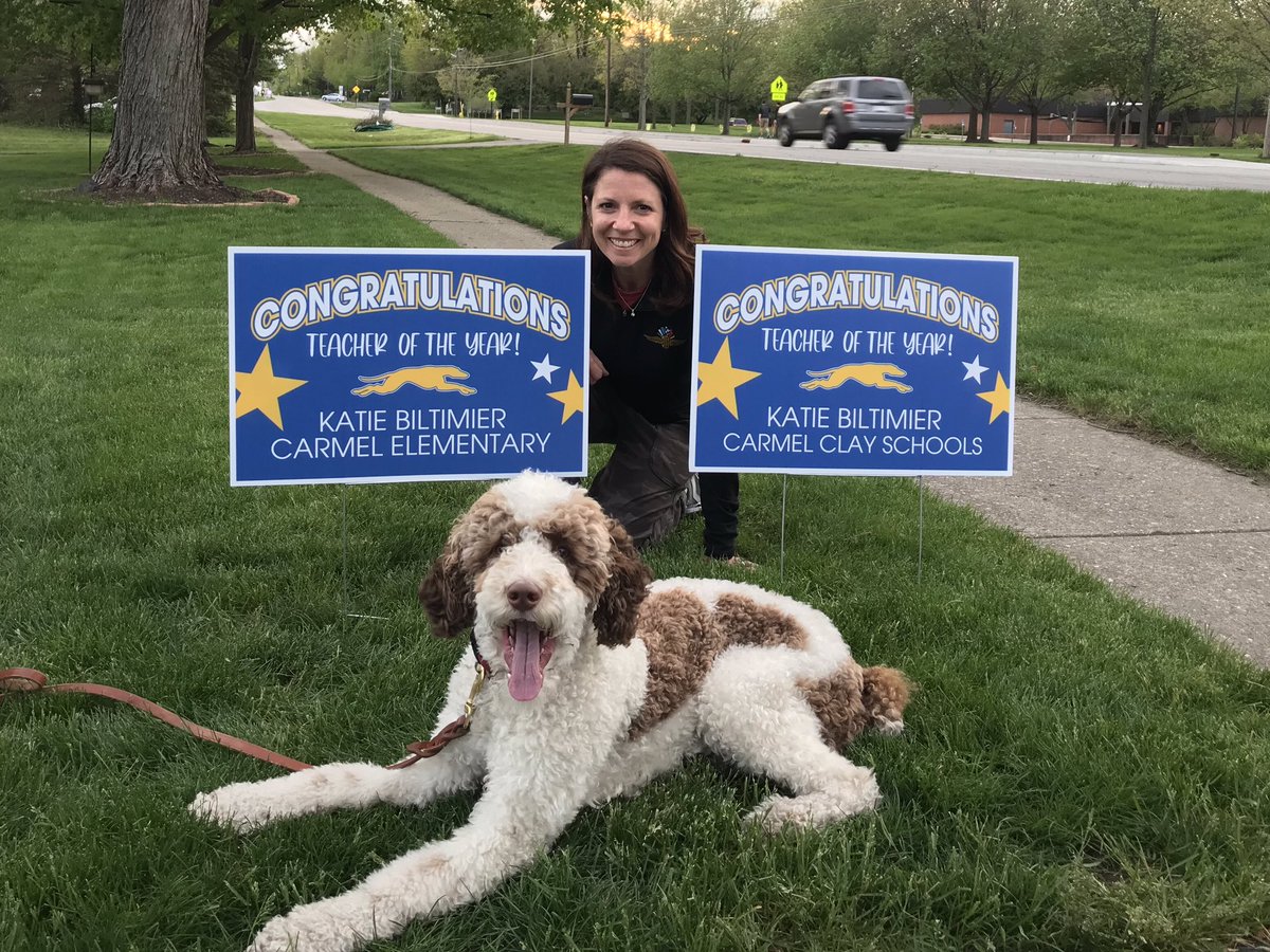 AuggieIn's tweet image. Therapy Dog Thursday! Auggie is proud to honor our Carmel Clay Schools’ Teacher of the Year. Congratulations Katie Biltimier 💙💛! @myccs @ce_tigers #ccsgoesvirtual #CarmelCares #CarmelTOY