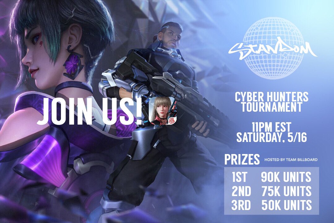 WeAreStandom's tweet photo. Join us for a #StandomGameNight🎮 Saturday, 5/16 at 11PM EST and chances to win prizes playing the app @CyberHunterGame! 🏆 More details to come. https://t.co/T6tR9p39JY
