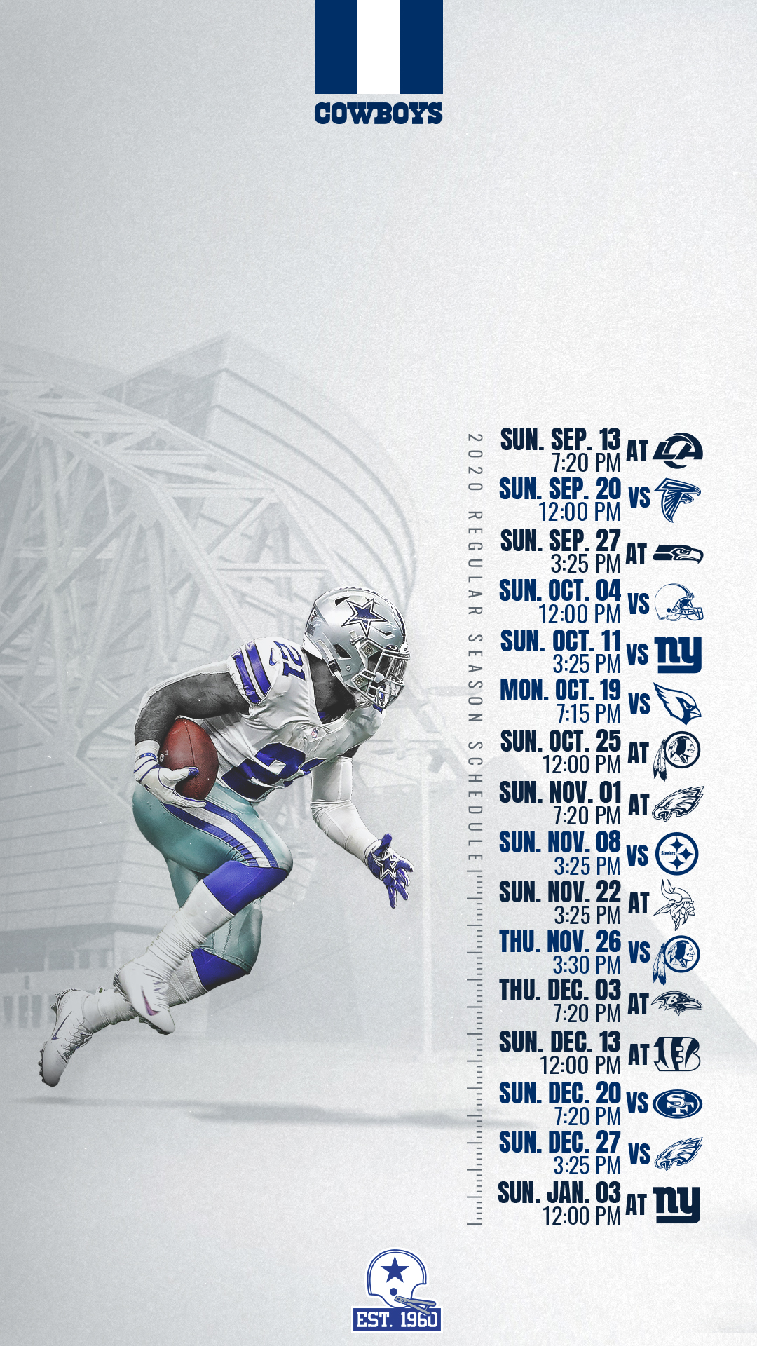 THE DALLAS COWBOYS 2022 REGULAR SEASON 19”x13” SCHEDULE POSTER