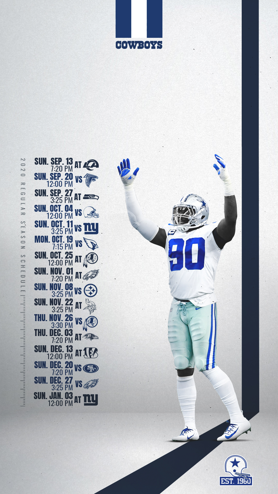 THE DALLAS COWBOYS 2022 REGULAR SEASON 19”x13” SCHEDULE POSTER