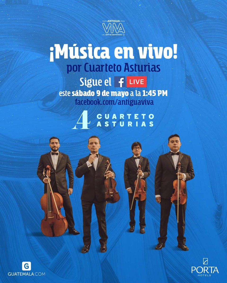 4sturias's tweet photo. Este sábado 9 de mayo a las 13:45 estaremos transmitiendo desde la página de Antigua Viva un recital para todos ustedes con un poco de nuestro repertorio.
Los apreciamos mucho y queremos llevarles esta presentación con mucho cariño
Si les parece, por fa, compartir
Saludos!! ✌🏼❤️ https://t.co/2EwBDjjbDE