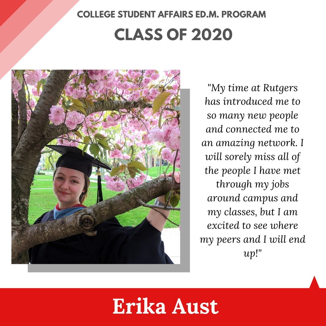 Rutgers_CSA's tweet photo. Celebrate CSA Graduate Erika Aust, finishing her degree this month! https://t.co/orPpVqZXoC