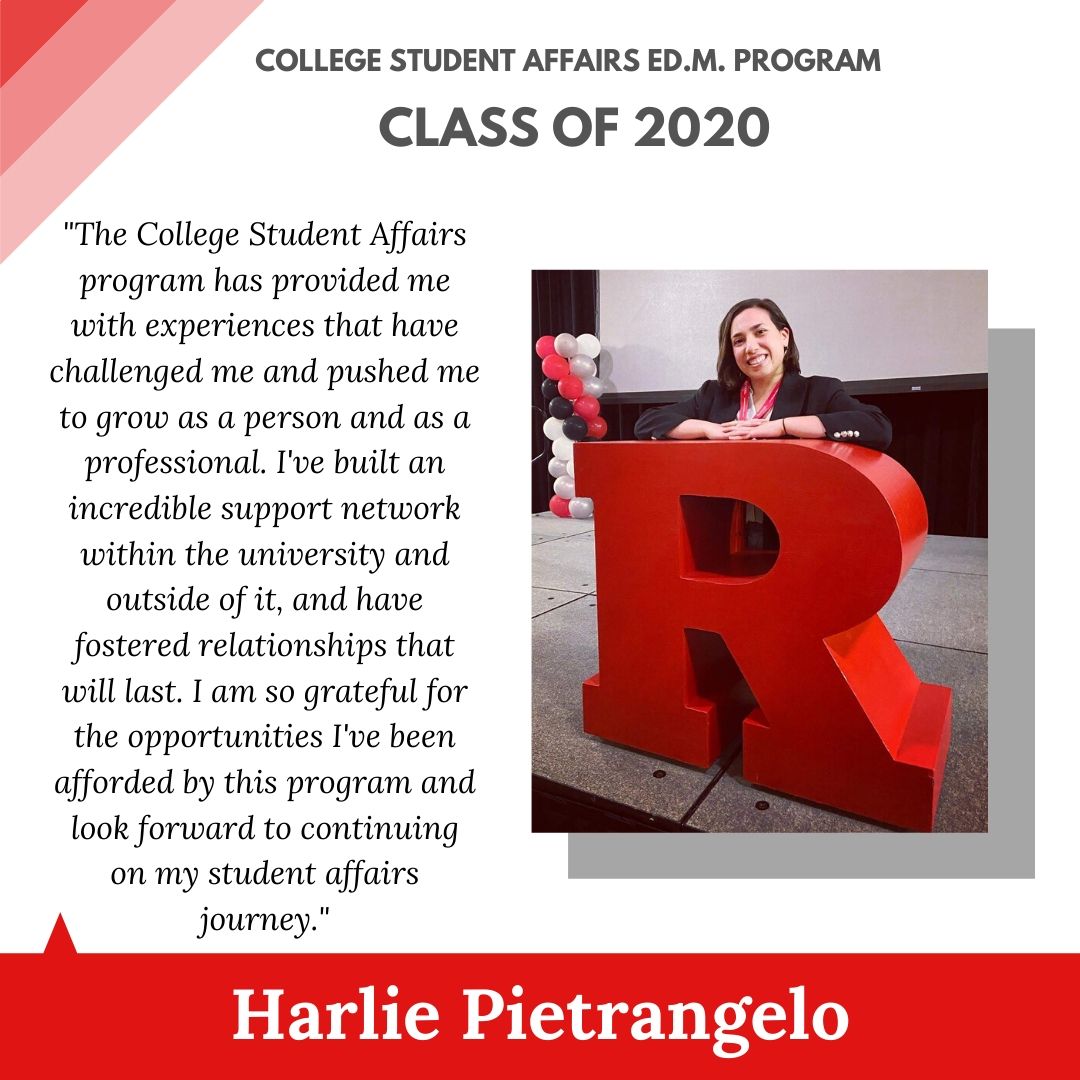 Rutgers_CSA's tweet photo. Let's find out more about CSA Graduate Harlie Pietrangelo! https://t.co/xiz2aSc4me