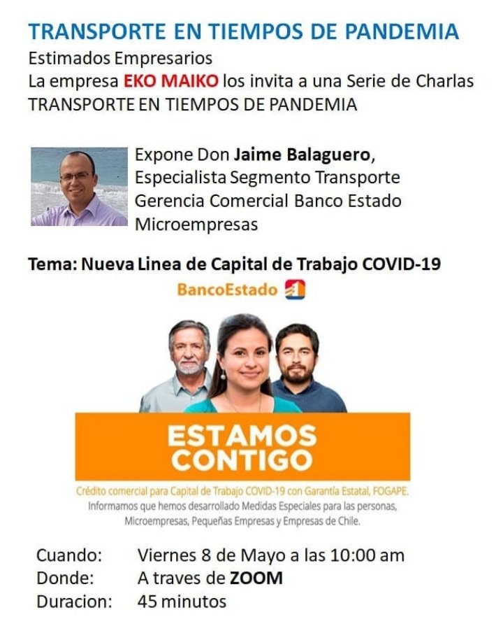 frt_2020's tweet photo. 📌Atent@s📌 EKO MAIKO invita a empresarias y empresarios del Transporte de Carga y Pasajeros a la serie de charlas: "Transporte en tiempos de pandemia", Cupos limitados 👇👇#frt2020 #charlas #Covid_19 #empresarias #empresarios #Transporte https://t.co/ItoxPWzCB8
