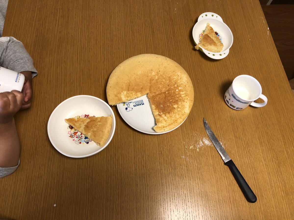 なかしましほ 重曹ホットケーキ A 卵 1個 砂糖 大2 油 たらり ヨーグルト 50ml 牛乳 100ml B 地粉 薄力粉でも 山盛り1カップ 1g 重曹 小1 Aを泡立て器でよく混ぜ Bをふるいさっと混ぜる フライパンを熱して油を薄くしき 弱火でじっくり両面焼く