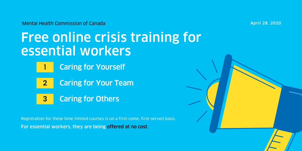 MHCC_'s tweet photo. ICYMI: we've launched free online crisis training for essential workers during COVID-19. Get the info here: https://t.co/RuW7M3WWW9 https://t.co/IrsEqjwT1f