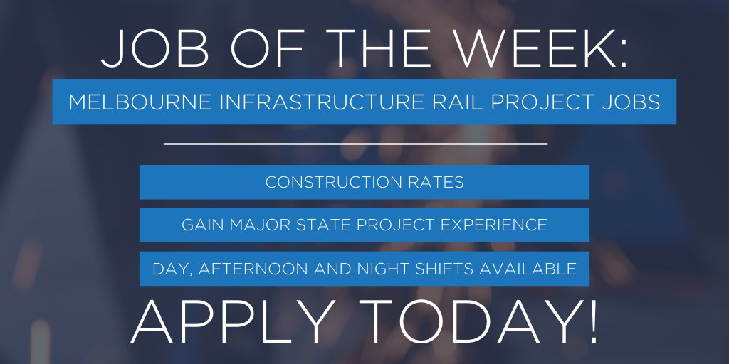 aio_ptyltd's tweet photo. 🚨🔥 ALERT! 🔥🚨

JOB OF THE WEEK | Here’s your chance to join #TeamAIO on a large Melbourne infrastructure rail project.

More ℹ️👉 https://t.co/7eboEHTEpt

#joboftheweek #NowHiring #CoronaVirusHiring #applytoday #jobs #constructionjobs #Melbournejobs https://t.co/4qYoLvSnkK
