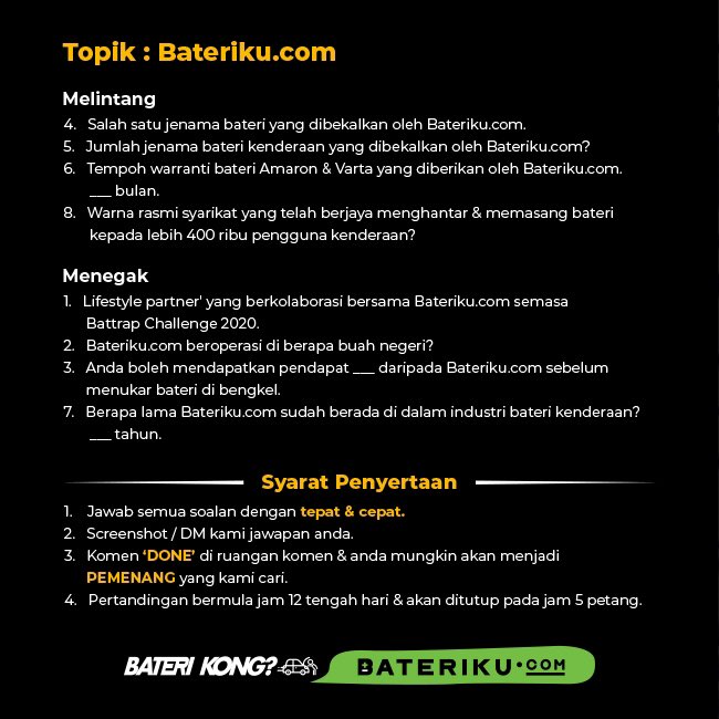 baterikudotcom's tweet photo. Jom layan finale silang-kata Santai Ramadhan oleh https://t.co/tbAqPYk1uW. Kita tenang-tenang sambil uji minda di hari penuh kerahmatan ini. Selamat menjawab!

#bateriku #baterikong #baterikudotcom #ramadhanpkp2020 #ramadhan #ramadhan2020 #stayathome #battrap
#UniteagainstCovid19 https://t.co/H335gkf6WG