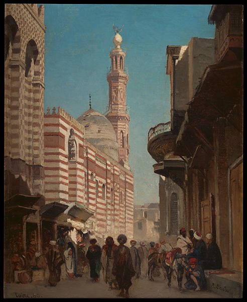 tawairkh's tweet image. Street view of Cairo c 1860 by Alberto Pasini, an Italian artist who was on trip to East on French diplomatic mission to Persia. Now with @metmuseum 
metmuseum.org/art/collection… #Cairo #Domes #Minarets #Mosques #Streetview 
@MuslimCulture @mosquesty @yannth2