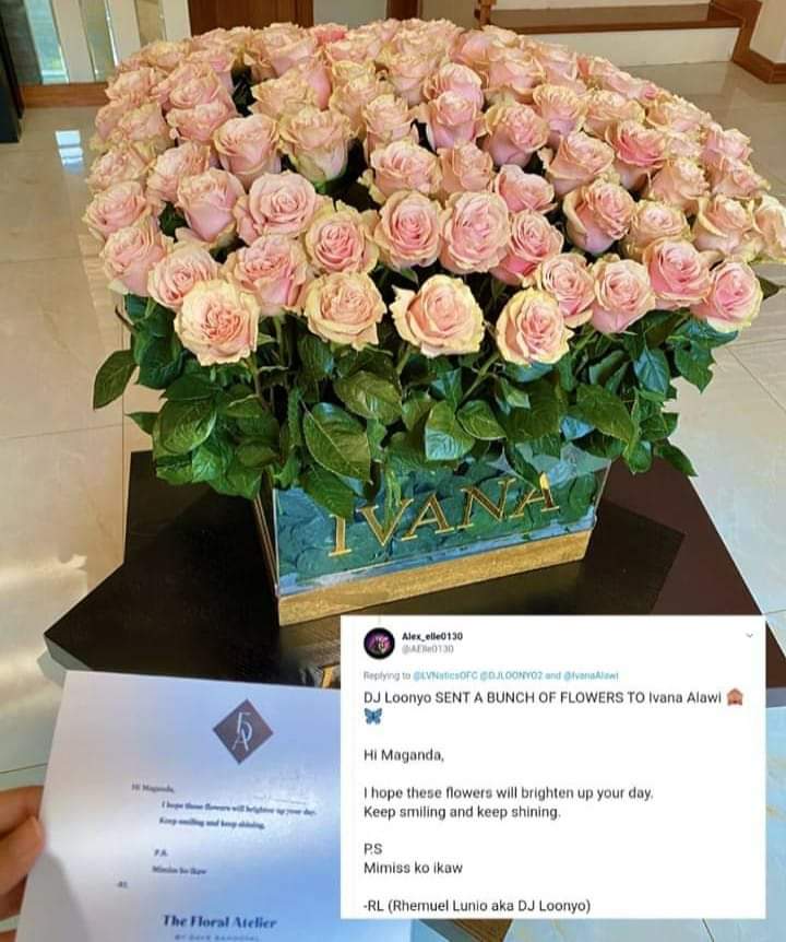 DJLoonyoAngels's tweet photo. LOOK: Did DJ Loonyo send a bunch of flowers to Ivana Alawi?! 😍😍😍 Loovana

Hi Maganda, 

I hope these flowers wil brighten up your day keep smiling and keep shining

P.S Mimiss ko ikaw - RL (Rhemuel Lunio aka DJ Loonyo)

📸: Ivana Alawi Twitter https://t.co/8PrqYOhLUH