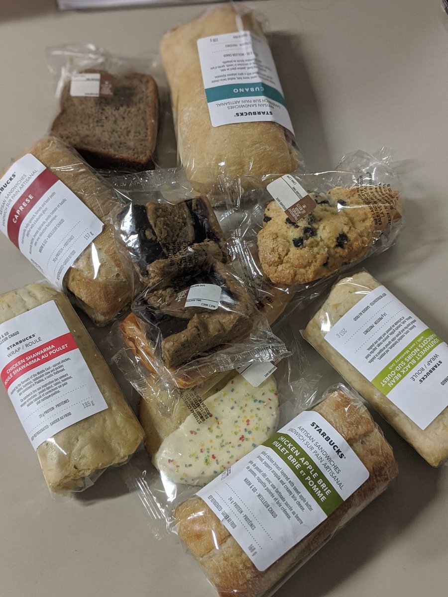 AdrienMcKenna6's tweet photo. Thank you so much @StarbucksCanada for the sandwiches and treats! #myhhs #Starbucks #feedingfrontline #caringduringcovid https://t.co/DWN5fhQjvM