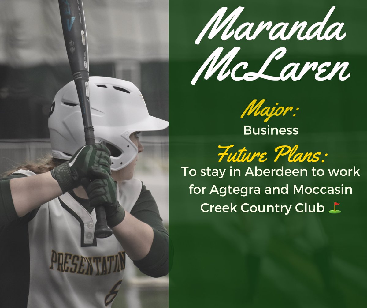PCSaints__'s tweet photo. Our Senior Spotlight is on @MarandaMclaren! Maranda graduated PC with a B.S. in Business and was apart of the Phi Beta Lambda -PC Business Club!
FUN FACT: Maranda enjoys hitting dingers with her eyes closed💪🏼...literally 
#WingsUp #Team19 https://t.co/RV7CW4HARd