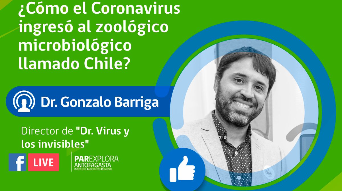 ¿Sabías que Chile es una especie de zoológico natural para nosotros, los microorganismos? No se puede entrar o salir con facilidad ¿Entonces que pasó con coronavirus? 
De esto y más hablará mi colega y director de proyecto, Gonzalo Barriga, con nuestros amigos de @PAR_Antofagasta