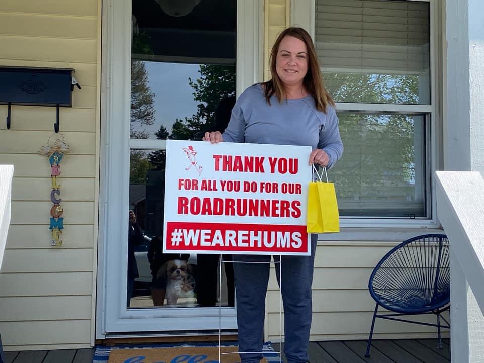 What a great day. I enjoyed delivering Teacher Appreciation signs and gifts for our staff.  #wearehums #mishawakaway
