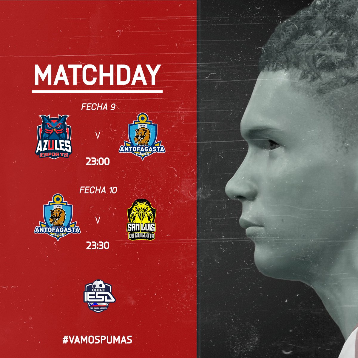 #IESA | A luchar por los puestos avanzados 👣
.
.
Los #PumasGamers buscarán seguir en la parte alta de la tabla de @iesa_chile 🏆
.
.
Vamos equipo, a ganar 💪🏻
.
.
#CDAeSports