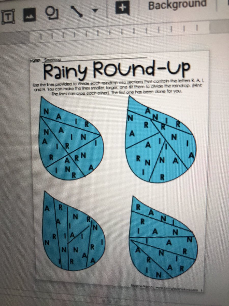 MsRegula5's tweet photo. Although the Morning Work brain teaser was a challenge, it was wonderful to see some students push through! Who knew you could find “rain” in so many ways! ☔️ https://t.co/fZnp6cRa3q