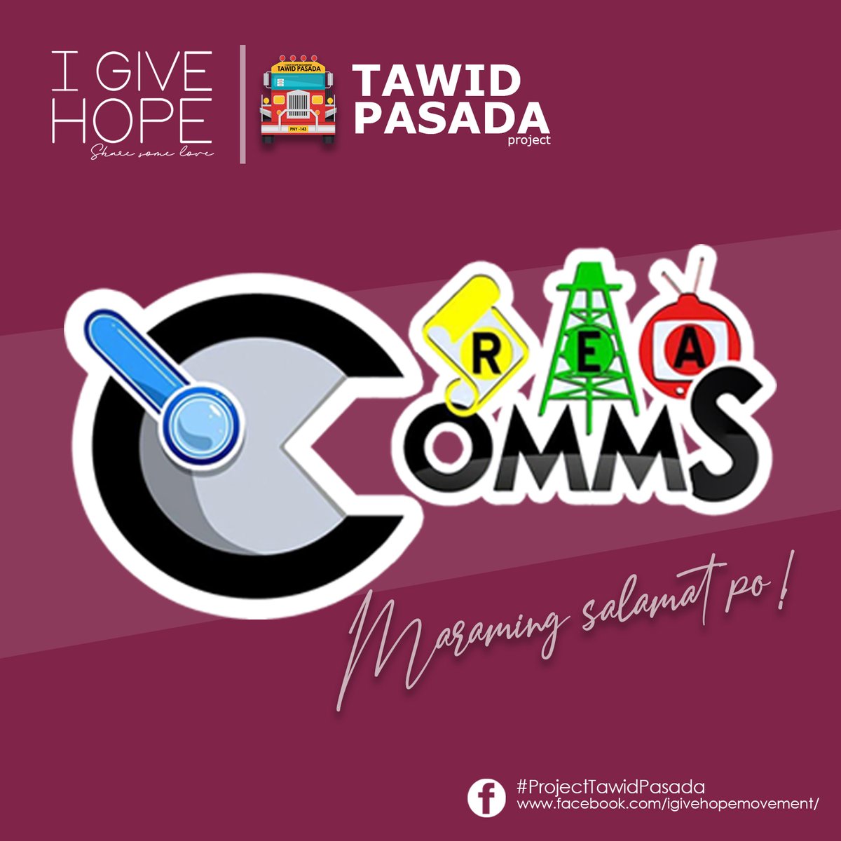 mtp_production's tweet photo. @AdU_CreaComms mula sa I GIVE HOPE Movement maraming salamat sa pagtitiwala at donasyon! Sa inyong suporta marami pa tayong mabibigyan ng pag-asa at tulong.  Thank you po #CreaComms #ProjectTawidPasada #iGIVEhopemovement #fundraising https://t.co/UIFVIpcPlg