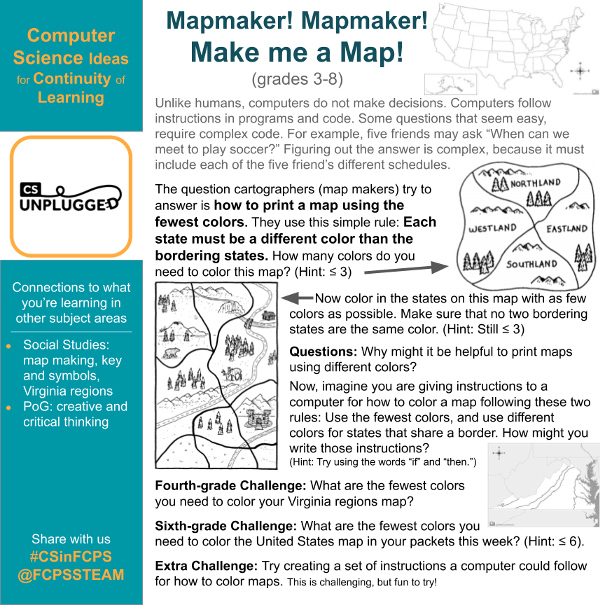 FCPSSTEAM's tweet photo. Where have you been spending the most time? Map it out and learn #CSinFCPS #CSforAll abstraction and critical thinking skills. More #fcpsPOG in packets mailed home https://t.co/A4CDC8R0hq @prc_fcps @FcpsSocial @MathematicsFcps https://t.co/INFU63IEp7