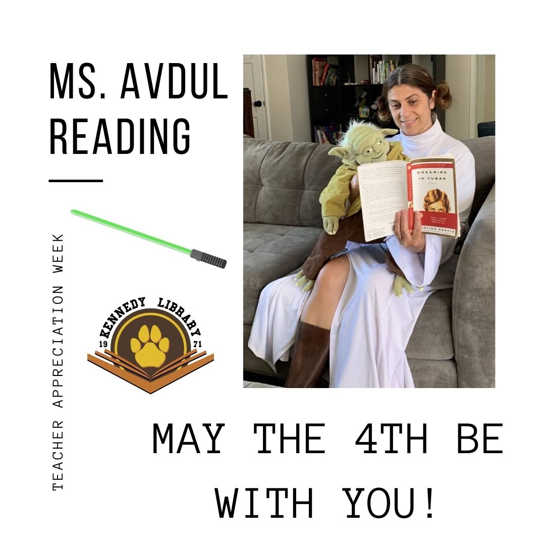 JFKCougars's tweet photo. During Teacher Appreciation Week, escape from the Quarantine Blues with a good book like your teacher do. https://t.co/4drP6KUixI