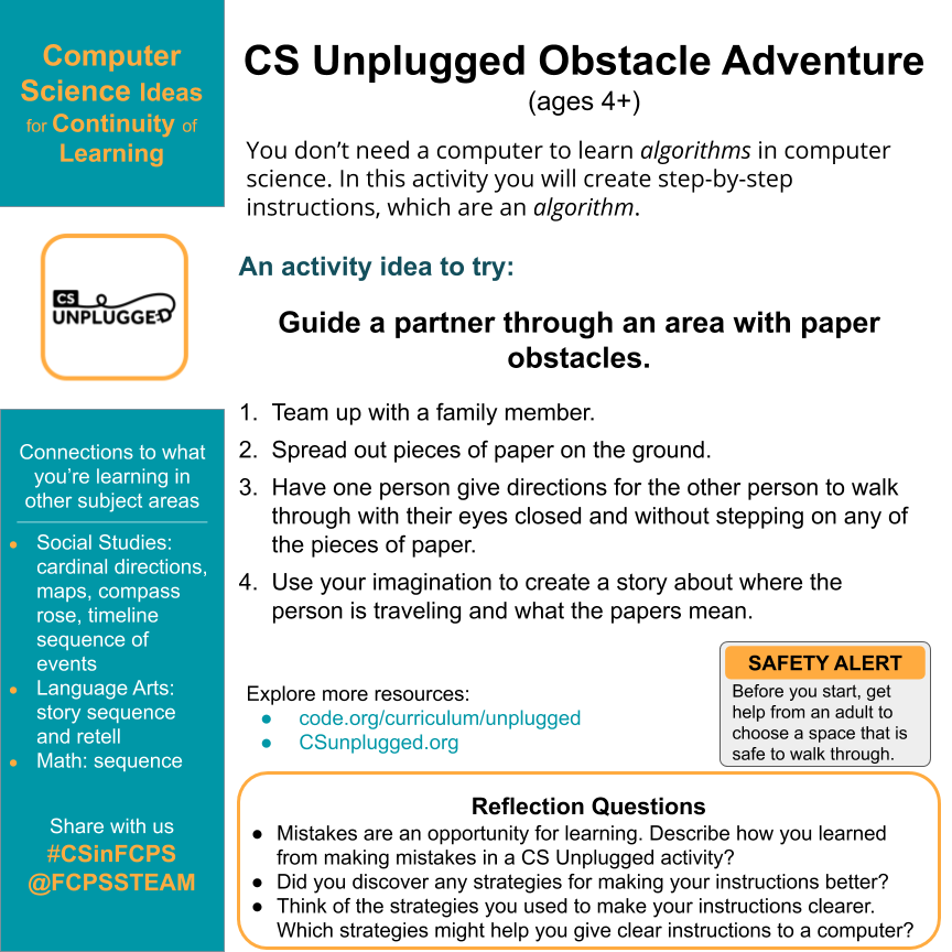 FCPSSTEAM's tweet photo. Ready for a Treasure Hunt? Use #CSinFCPS #CSforAll and imagination to create a treasure map or an obstacle adventure. More with @codeorg https://t.co/uZgi4T3eeA, @scratch https://t.co/hiX2XNDZFY, and #fcpsPOG in packets mailed home https://t.co/A4CDC8zppS @prc_fcps @FcpsSocial https://t.co/fvQzq22yVS