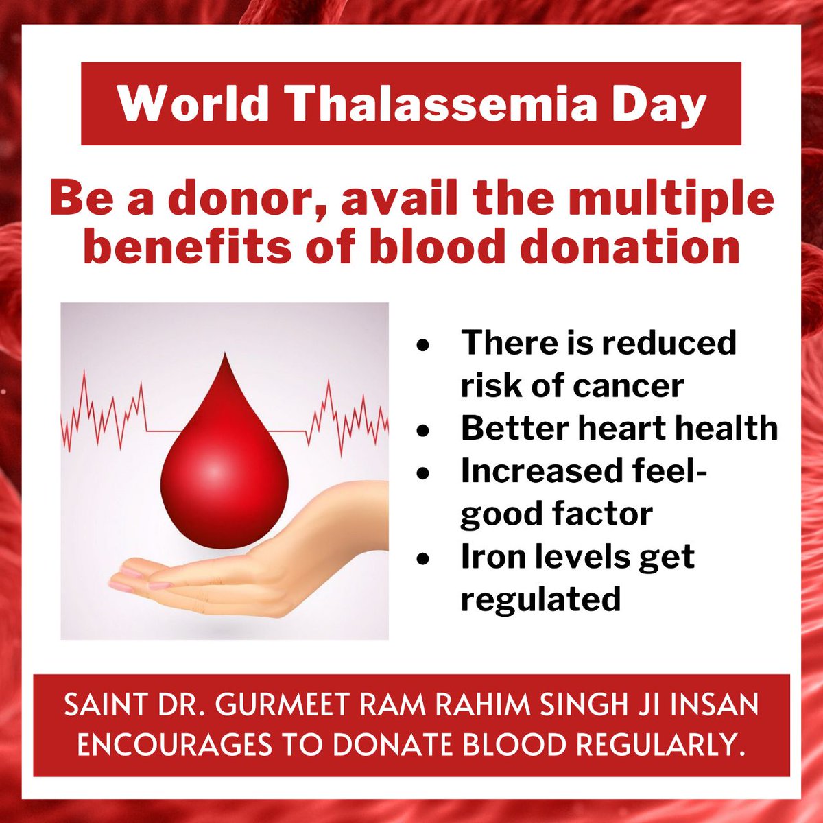 Thalessemia is a disease which  involves a blood disorder and that person needs regular blood transfusions to stay alive
So on this
#WorldThalassemiaDay  Lets take a pledge to save the lives of these people by regularly donating blood after every three months.