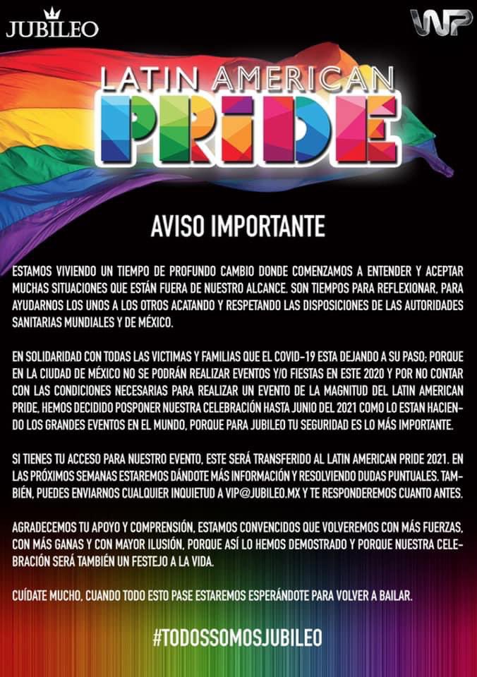 LATIN AMERICAN PRIDE🏳️‍🌈

Cuidate mucho, cuando todo esto pase estaremos esperandote para bailar❤️

#TodosSomosJubileo