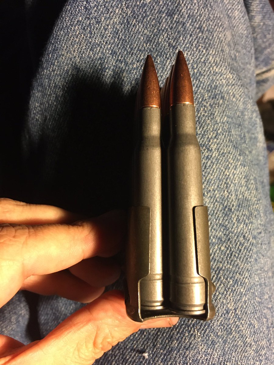 DMDash71's tweet photo. Finally got some ammo for my M1 Garand; conventional 30.06 ammo is too overcharged and can damage the gas cylinder.

Included a is a pic of the en bloc clip fully loaded with eight rounds. #PingLife https://t.co/pGCv5Gmlkd