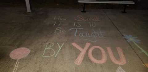 MarinerMiddle's tweet photo. To whomever left this wonderful surprise on our front walk way, THANK YOU! We miss our Triton families and messages like these make everything we do worth it! https://t.co/NiqAmHAsOu