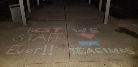 MarinerMiddle's tweet photo. To whomever left this wonderful surprise on our front walk way, THANK YOU! We miss our Triton families and messages like these make everything we do worth it! https://t.co/NiqAmHAsOu
