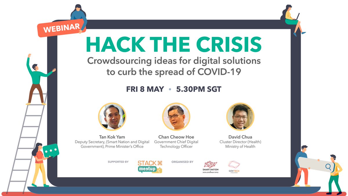 GovTechSG's tweet photo. Don't miss our #StackX Meetup webinar happening this evening! We will be discussing technical solutions to critical issues such as contact tracing in the fight against #Covid_19. Register now at: https://t.co/6V4El3neVD https://t.co/poTuApIzHb