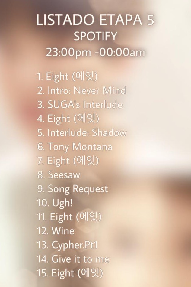 suga_argentina's tweet photo. 『STREAM
Etapa 5』
→Spotify
Lista de canciones en la imagen. ¡No hagas stream en loop!
Chequeá el hilo para leer actualizaciones
¡Comentá tu progreso con los hashtags para mantener las tendencias!
#IUxSUGA
#EIGHT_D2 https://t.co/bO5bZ1ZPGu