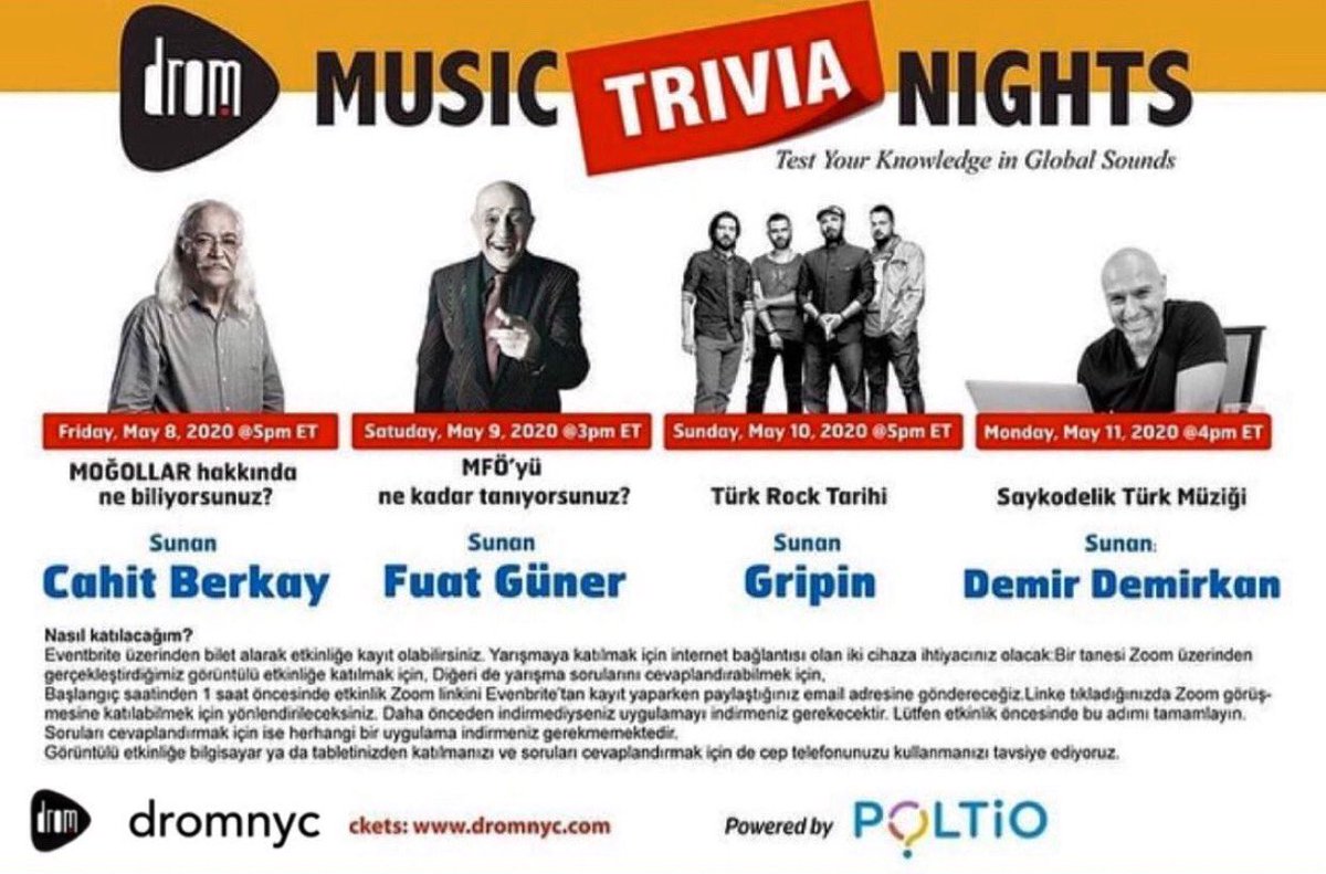 Drom Music Trivia Nights <a href="/cahit_berkay/">Cahit Berkay 🩵</a> ‘ın sunumu ile başlıyor! Bilgi için dromnyc.com <a href="/dromnyc/">DROM</a>