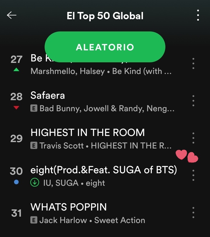 suga_argentina's tweet photo. "Eight" se encuentra en el puesto #30 del Top 50 Global en Spotify!
#IUxSUGA
#EIGHT_D2 https://t.co/D9cNvl3qbn