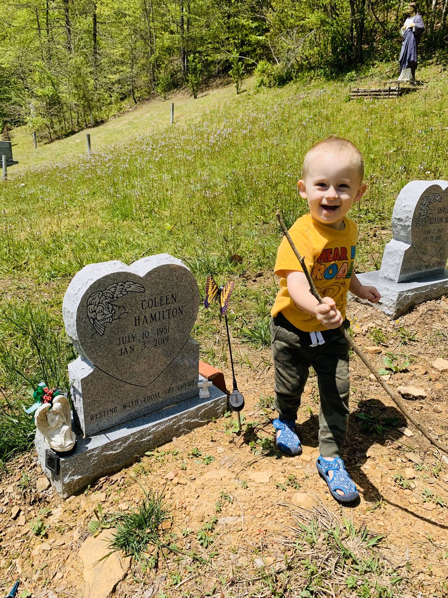 KendraLHamilton's tweet photo. Took this one and visited Mamaw co today. Would give anything if she was still here to watch him grow but I know she’s watching over us from above with a smile on her face 💜 #missinghersomuch https://t.co/XmoDeP8O7L