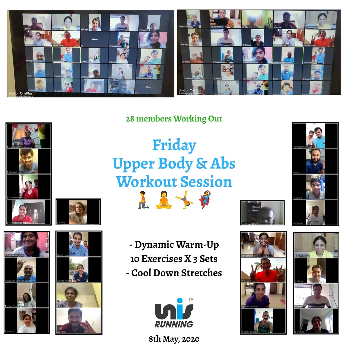 RunningUnis's tweet photo. #tgifridays #friday #fridaymood
Upper Body & Abs Workout
Thanks to @vijis0605 and 28 members joining for workout
.
Join us for the Workout tomorrow at 6am
#LimitlessBeginsWithin #BeLimitless
#MadrasISHM2021 #UNISRunning #21Feb21
#InnerStrengthHalfMarathon #InnerStrength https://t.co/N39UuUVa9t