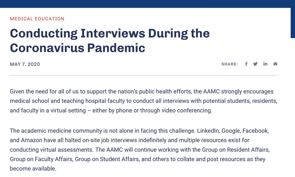 Well, it’s (all but) official: The AAMC has recommended that residency programs offer only virtual interviews for the upcoming season.Who wins, and who loses? Let’s find out!(thread)