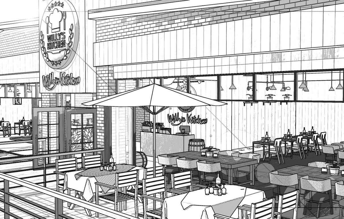 Comitrix Jp ３ｄ漫画背景 レストラン 複雑なレストランの背景も クリスタでライン抽出ー レイヤーのlt変換で 簡単に出来上がります 素材を見に行く T Co 2fjgdwsauo コロナで大変ですがみなさんお大事に 漫画素材 マンガ制作