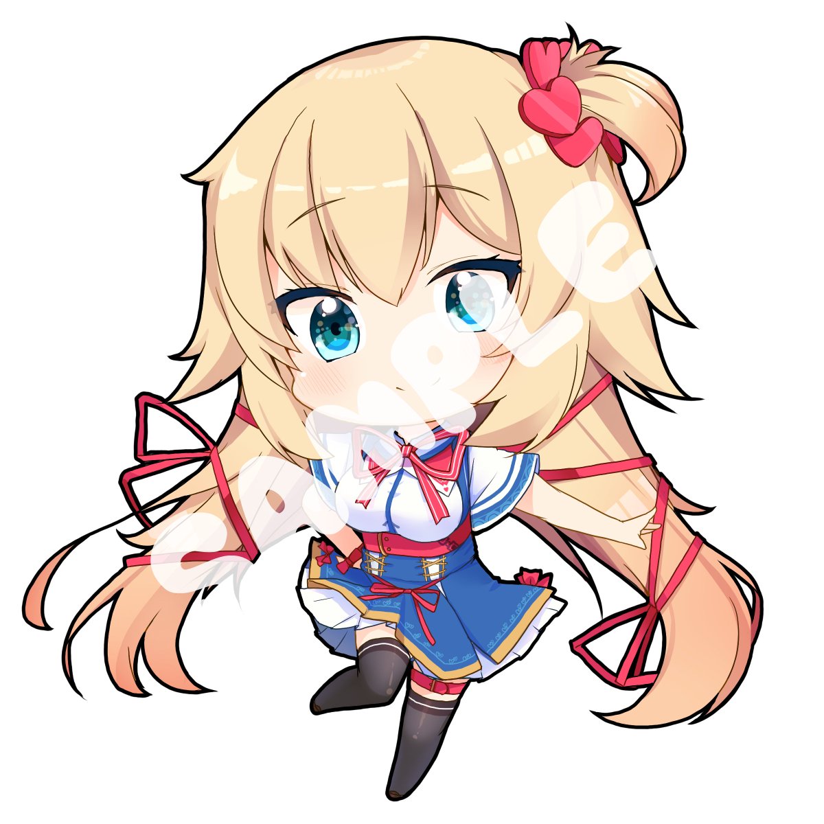 akai haato 1girl long hair blonde hair chibi one side up solo very long hair  illustration images