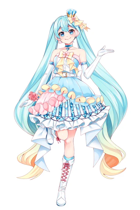 #リプきた3つの絵文字でキャラデザする 
⚡??でした!
(衣装デザインがやりたかっただけなのでミクさんですが) 