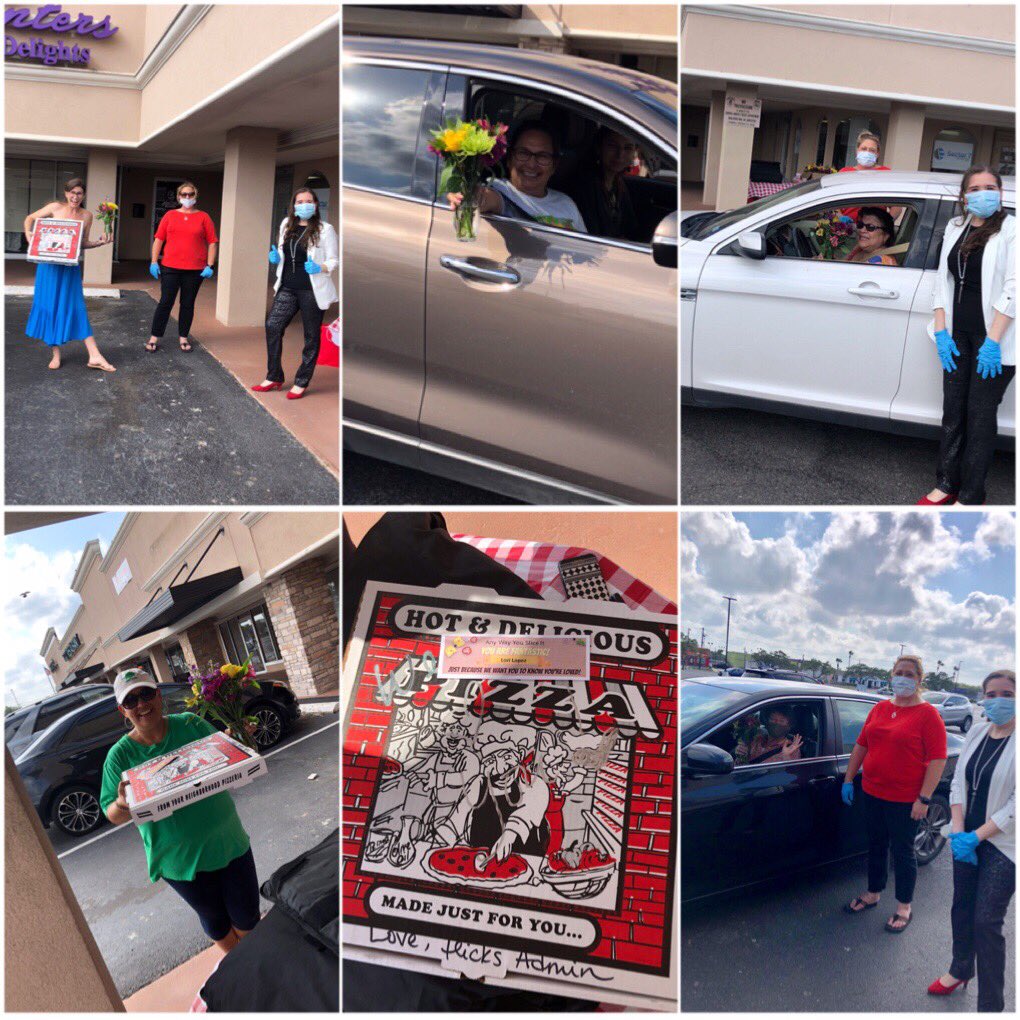 AliciaAGarza1's tweet photo. Any way you slice it, our teachers are Fantastic...Teacher Appreciation Pizza Party Night! 🍕Fresh pizza delivery curbside from D’Canters! Thank you to @HEB for donating some fresh flowers to our fantastic teachers! ❤️ #TeacherAppreciationWeek2020 https://t.co/pEKRdCIW8z