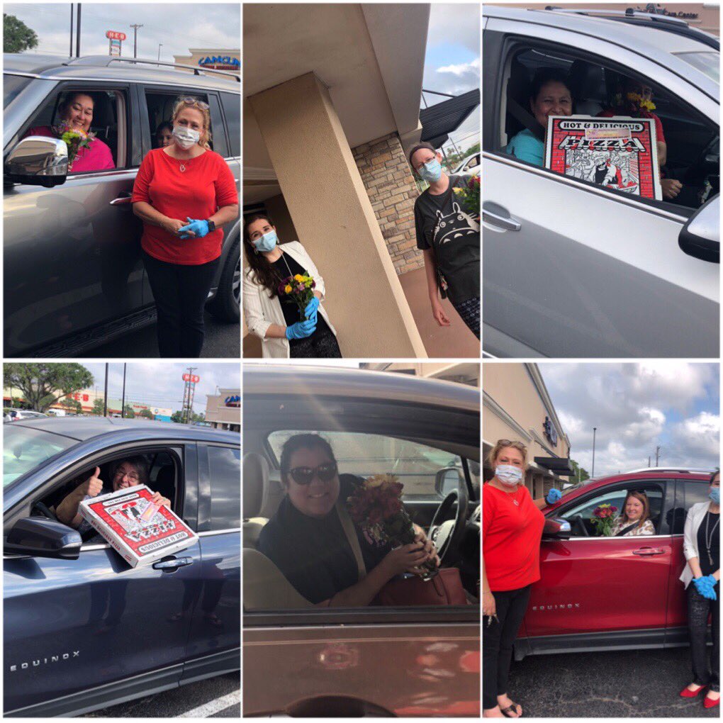 AliciaAGarza1's tweet photo. Any way you slice it, our teachers are Fantastic...Teacher Appreciation Pizza Party Night! 🍕Fresh pizza delivery curbside from D’Canters! Thank you to @HEB for donating some fresh flowers to our fantastic teachers! ❤️ #TeacherAppreciationWeek2020 https://t.co/pEKRdCIW8z