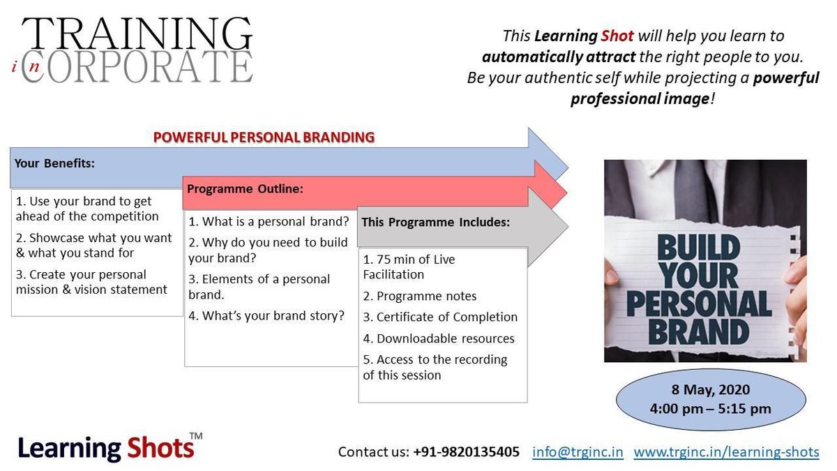 ReginaF2020's tweet photo. Learn how to use your personal brand to get noticed! 

Coming up today at 4pm IST.
Order your shots here: https://t.co/jo6x7jou0L

Contact us on Whatsapp +91-9820135405 or email us at info@trginc.in 

#digitallearning #personalbrand #getnoticed https://t.co/T1UBS5zkoZ