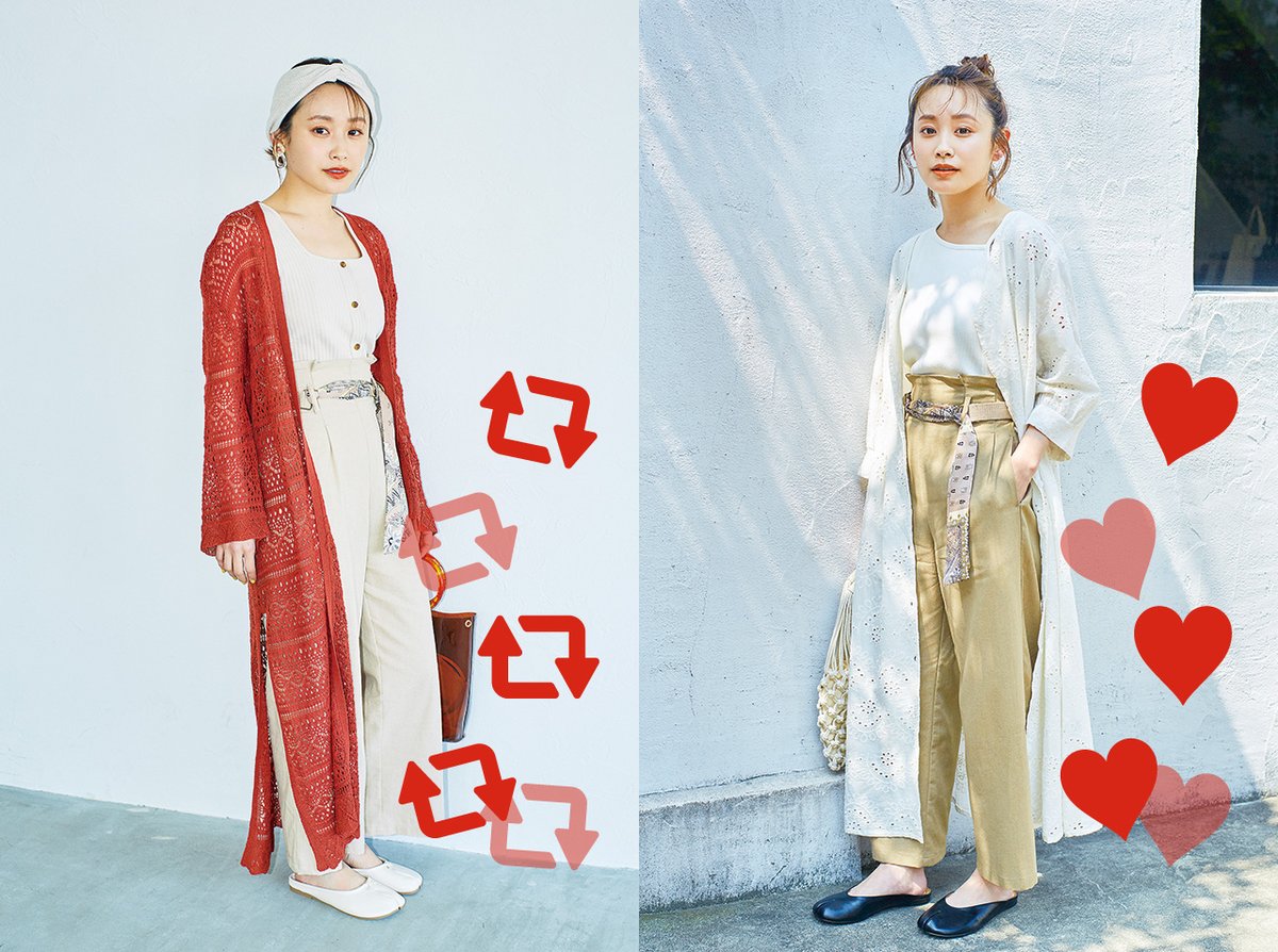 アベイル しまむらグループ あなたはどっちのコーデが好き 高橋愛 ちゃんが着る ロング丈コーデ対決 赤の ロングカーデが可愛い シャツワンピを羽織り風に 左 リツイート 右 いいね アベイル 春夏コーデ