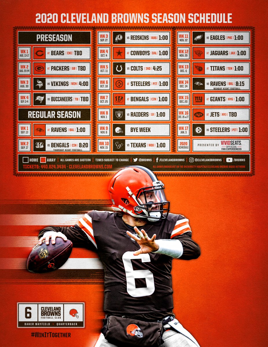 Cleveland Browns on X: 'Download and sync your calendar with our 2020  schedule! 