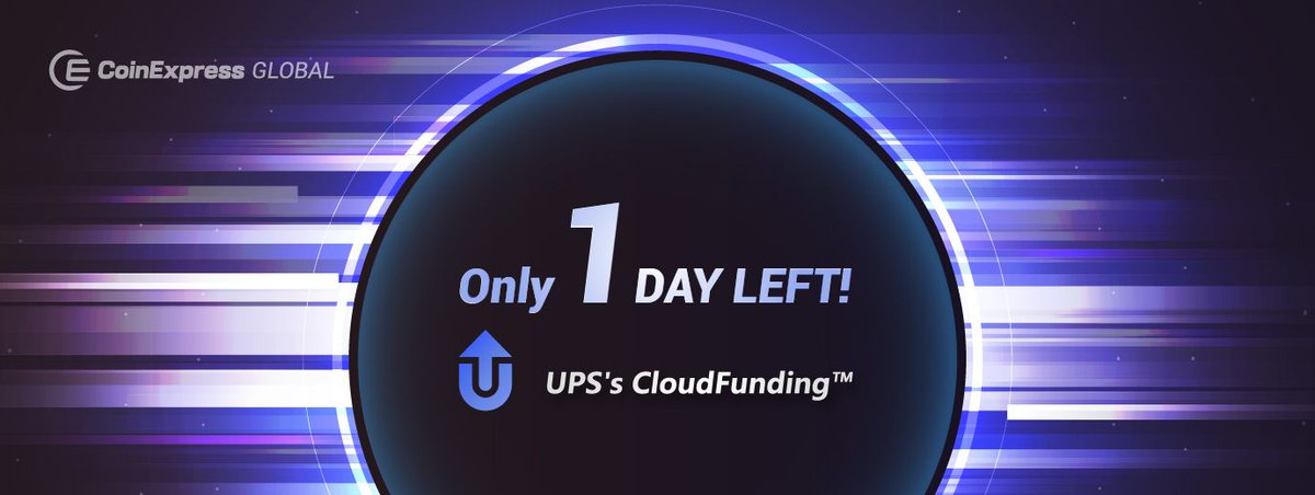 CoinExpressCC's tweet photo. UPS's CloudFunding™  
Only 1 DAY LEFT!     https://t.co/5ZBJxc2TIE https://t.co/u49a9XXAnp