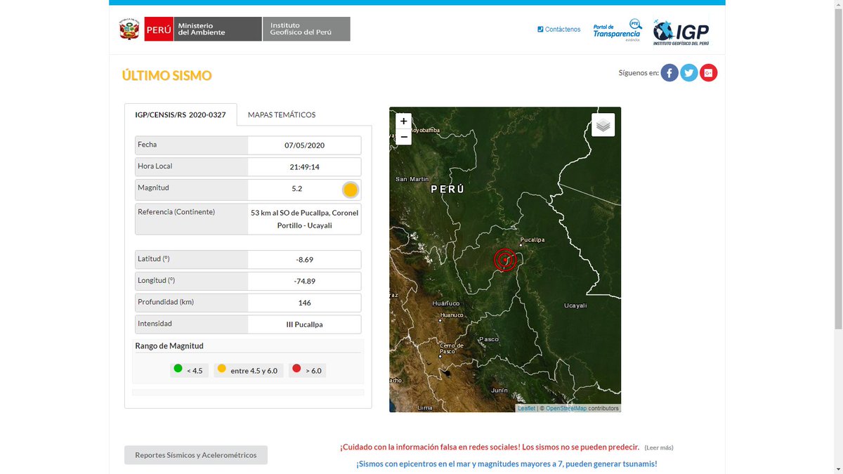 Gianfranco_AC's tweet photo. Registro del #sismo de M5.2 ocurrido a las 21:49 horas de hoy a 53 kilómetros al suroeste de #Pucallpa y a 146 kilómetros de profundidad, en #RCF56, #Huánuco.
Valores máximos de aceleración del suelo:
ENE (E-O): 2.14 cm/s2
ENN (N-S): 2.08 cm/s2
ENZ (Vertical): 1.04 cm/s2 https://t.co/WDP2MHcmZR